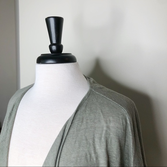 Boden Olive Green Open Front Linen Cardigan Size 4 - Picture 5 of 9
